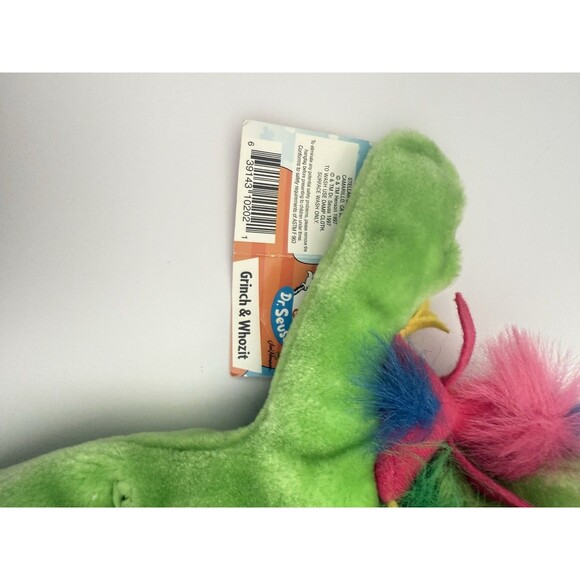 Dr Seuss Vintage 1997 15" Grinch Whozit Stuffed Animal Plush Hand Puppet NWT - Picture 5 of 5